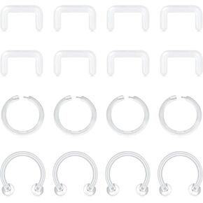 Briana Williams Septum Retainer 14G 16G Clear Bioflex Septum Rings Retainers Flexible Septum Piercing Retainer w 316L Stainless Steel Septum Piercing Jewelry