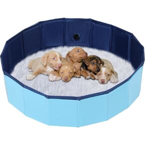 NATGAI Portable Whelping Box for Puppies | 32"X8" Dog Birthing Pool, Whelping Pen for Dogs, Dog Pool Ideal for Puppies' Delivery & Outdoor Fun (32inch Dia. × 8inch H/80 × 20cm)