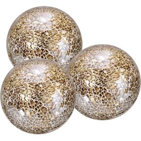 uxcell 4" Decorative Balls, 3 Pcs Mosaic Glass Balls, Decorative Table Sphere Orbs, Centerpiece Balls for Decorating Bowls Vase Tables Wedding Party, Black