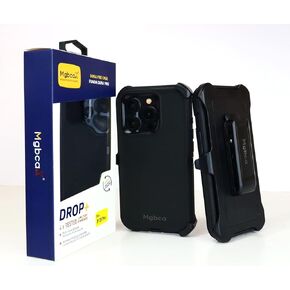 Dura Pro Defender Case, Compatible with iPhone 15 Pro, 4X Drop Protection, Rugged and Heavy-Duty, 360 Rotating Holster Belt Clip with Kickstand (Black/Black)