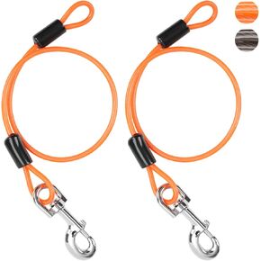 Chew Proof Dog Leash Extender, Wire Rope Leash Extension for Small Medium and Large Dogs, Dog Leads for Walking and Training Puppies, 24'' Dual Leash for 2 Dogs, Metal Cable Lead for Collar &Harness