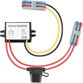 AC 10-26V/DC 10-40V Convert DC 5V 3A Max 15W Power Converter, DC-DC 12V/24V/36V AC 12V/24V to DC 5V Buck Module Power Supply AC-DC with Waterproof, Suitable for Automotive.