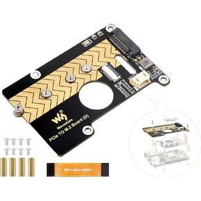 PCIe to M.2 Adapter Board for Raspberry Pi 5, Pi 5 NVMe HAT Compatible with 2280/2260 / 2242/2230 Size NVMe Protocol M.2 SSD, 8Gbps Data Rate, High-Speed Reading/Writing