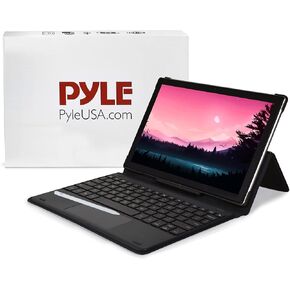 Pyle 10.1" Tablet - Full HD 1080p Display, 5000mAh Battery, WiFi, Dual Camera, Quad-Core, 4GB/64GB, Includes Magnetic Keyboard, Stylus Pen, and Protective Case - Silver
