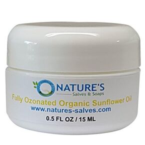 Nature's Salves and Soaps 100% Fully Ozonated Unrefined Organic Sunflower Oil - 2 Oz - * Glass Jar *