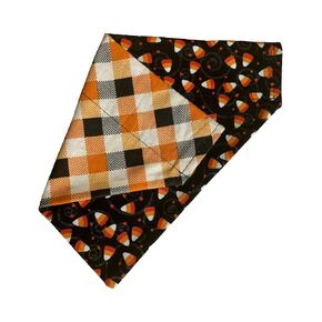 Reversible Slip On Dog Bandana | Halloween Bandana | Ghosts | Pumpkins | Fall Dog Bandana | Orange | Moon | Slip Over The Collar Bandana | For Small Medium Or Large Dogs (Ghosts & Moons, L)