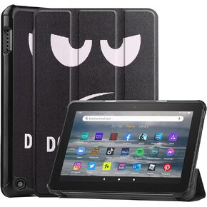 Tablet Cover for Amazon Kindle Fire 7 12th Generation (2022 Release), Ultra Slim Folio Stand Lightweight Leather Case for All-New Kindle Fire HD7 12th Gen 7" (Li-Black)