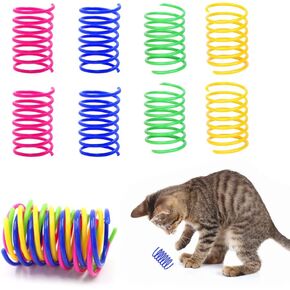 100Pcs Cat Spring Toys, Cat Kittens Toys Plastic Coil Spiral Springs, Durable Plastic Coils for Swatting, Biting, Hunting, and Active Healthy Play