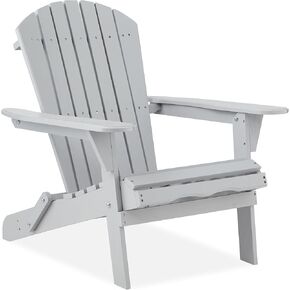 Best Choice Products Folding Adirondack Chair Outdoor Wooden Accent Furniture Fire Pit Lounge Chairs for Yard, Garden, Patio w/Natural Finish, 350lb Weight Capacity - Brown