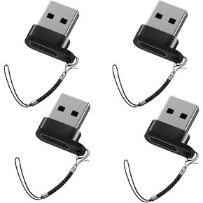 USB C to USB Adapter, USB Male to USB C Female, [4 Piece Set], Portable USB C Transmission Keychain Adapter