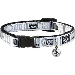 Buckle-Down Star Wars Cat Collar, Breakaway Collar with Bell, Star Wars Stormtroopers Utility Belt Bounding White Grays, 8.5 to 12 Inches 0.5 Inch Wide