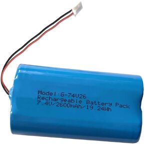 7.4V 2600mAh Rechargeable Li-ion Battery with XH2.54-2P Connector Plug for LED Lighting, Electronic Equipment and More, 7.4v 18650 2S1P DIY Batteries Pack