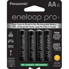 Eneloop Panasonic BK-3HCCA6BA pro AA High-Capacity Ni-MH Pre-Charged Rechargeable Batteries, 6-Battery Pack