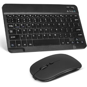 UrbanX Rechargeable Bluetooth Keyboard and Mouse Combo Ultra Compact Slim Full-Size Keyboard and Ergonomic Mouse for Samsung Galaxy S22 S23 Ultra S24 Mac/Desktop/PC/Laptop/Tablet - Black