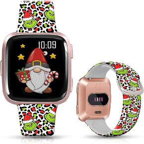 DOO UC Christmas Decorations Floral Watch Bands Compatible with Fitbit Versa/Fitbit Versa 2/Fitbit Versa Lite, Christmas Socks Silicone Sport Strap Replacement for Men Women Girls Boys