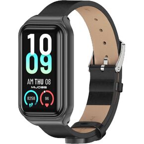 Leather Bands Compatible with Amazfit Band 7 Replacement Strap Wristband Watch, Top Grain Genuine Leather Replacement Strap for Amazfit Band 7 Fitness Tracker