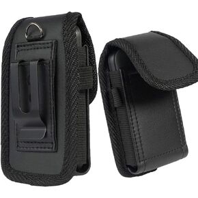 for TCL FLIP 3 T435D Case, TCL Flip 2 T408DL Case, Black Elastic Vegan Leather Wallet Holster Case with [Belt Metal Loop Clip] Magnetic Closure Wallet Case for TCL Flip 2 T408DL /FLIP 3 T435D