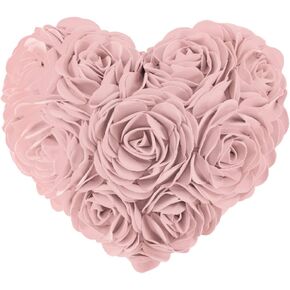 JWH Handmade 3D Flower Throw Pillow Covers Decorative Aesthetic Accent Pillow Cases Heart Cushion Velvet Pillowcase for Couch Living Room Bed Decor 14 x 16 Inch Rose Gold