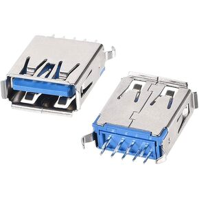 uxcell 10PCS USB 3.0 Type A Female Socket Connector Port 9-Pin DIP 180 Degree Adapter