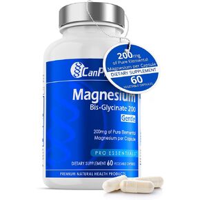 CanPrev Magnesium Bisglycinate (60 Count (Pack of 1), 200mg - Gentle)