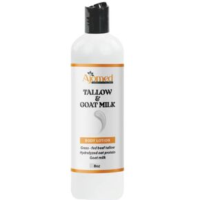 Grass Fed Beef Tallow & Goat Milk Body Lotion for Sensitive Skin, Organic Tallow Lotion - Soothes Dry Patches, Goat Milk Moisturizer - Handmade Tallow Body Lotion (Oatmeal & Honey, 8 Oz)