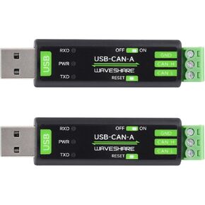 2PCS Waveshare USB to CAN Adapter Model A, STM32 Chip Solution, Multiple Working Modes, Multi-System Compatible