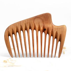 Handmade Wooden Hair Comb - Natural Wood Hair Care, Scalp Massager, Eco-Friendly Perfect for use with Balms and Oils New Wave (Walnut Wave)