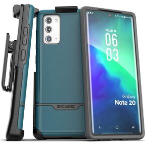 Encased Galaxy Note 20 Belt Clip Protective Holster Case (2020 Rebel Armor) Heavy Duty Rugged Full Body Cover with Holder for Samsung Note 20 (Blue)