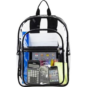 FUEL Clear Backpack Heavy Duty PVC Transparent Backpack Large Clear Book Bag for College Work, Pink