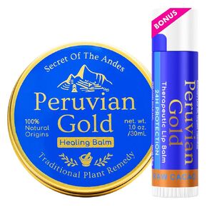 Peruvian Gold | All Purpose Healing Balm | Scars, Eczema, Facial Moisturizer Cream, Dry Skin, Hair, Sun Burns | All Organic Fair Trade Ingredients (2 Fl Oz) 2 Ounces Sustainably sourced ingredients