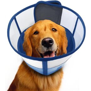 Soft Dog Cone for Dogs After Surgery, Breathable Pet Recovery Collar for Large Medium Dogs, Adjustable Dog Cone Collar, Elizabethan Collar (L, Blue)