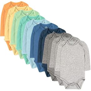 HonestBaby Baby 10-Pack Organic Cotton Long Sleeve Bodysuits
