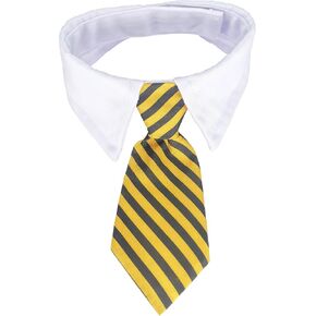 VEDEM Dog Necktie with Tuxedo Collar, Pet Adjustable Costumes Striped Neck Tie for Small Medium Large Dogs (Medium, Yellow Black)