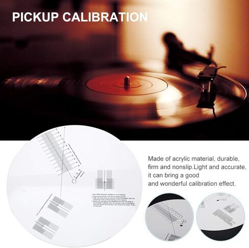 Turntable Cartridge Alignment Protractor Mat, Anti-sliding LP Vinyl Record Pickup Calibration Plate Distance Gauge Protractor Adjustment Tool Ruler for Turntable Accessor in Kuwait