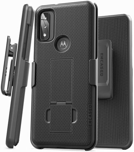 جراب DuraClip مغلف لهاتف Moto G Pure Belt | حافظة رفيعة بمسند وحافظة دوارة، أسود (Motorola G-Pure) in Saudi Arabia