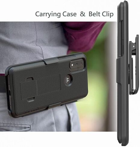 جراب DuraClip مغلف لهاتف Moto G Pure Belt | حافظة رفيعة بمسند وحافظة دوارة، أسود (Motorola G-Pure) in Saudi Arabia