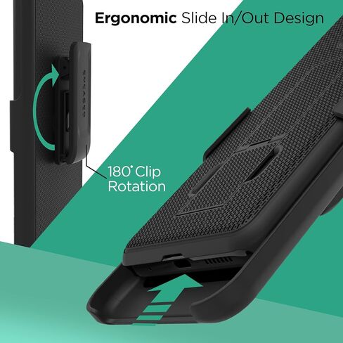 جراب DuraClip مغلف لهاتف Moto G Pure Belt | حافظة رفيعة بمسند وحافظة دوارة، أسود (Motorola G-Pure) in Saudi Arabia