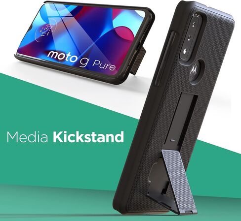 جراب DuraClip مغلف لهاتف Moto G Pure Belt | حافظة رفيعة بمسند وحافظة دوارة، أسود (Motorola G-Pure) in Saudi Arabia