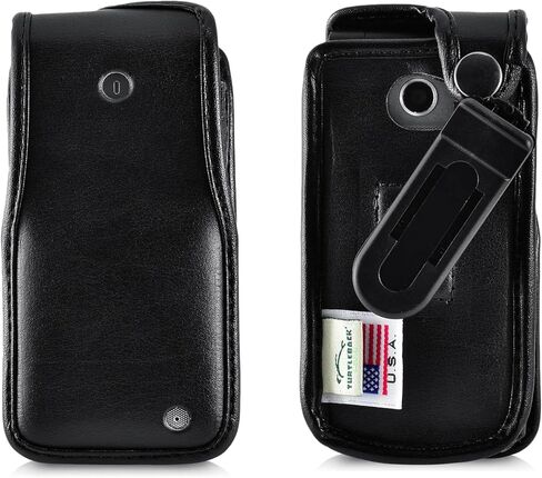 Turtleback Fitted Flip Phone Premium Case Designed for LG Exalt LTE VN220 4G – Heavy-Duty Black Leather Phone Holster with Ratcheting, Removable Plastic Belt Clip in Saudi Arabia