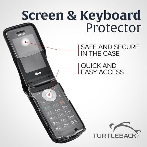 Turtleback Fitted Flip Phone Premium Case Designed for LG Exalt LTE VN220 4G – Heavy-Duty Black Leather Phone Holster with Ratcheting, Removable Plastic Belt Clip in Saudi Arabia
