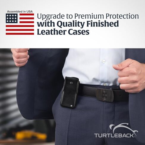 Turtleback Fitted Flip Phone Premium Case Designed for LG Exalt LTE VN220 4G – Heavy-Duty Black Leather Phone Holster with Ratcheting, Removable Plastic Belt Clip in Saudi Arabia