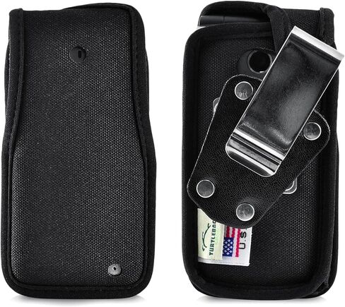 Turtleback Fitted Flip Phone Premium Case Designed for LG Exalt LTE VN220 4G – Heavy-Duty Black Leather Phone Holster with Ratcheting, Removable Plastic Belt Clip in Kuwait