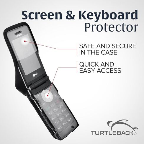 Turtleback Fitted Flip Phone Premium Case Designed for LG Exalt LTE VN220 4G – Heavy-Duty Black Leather Phone Holster with Ratcheting, Removable Plastic Belt Clip in Kuwait