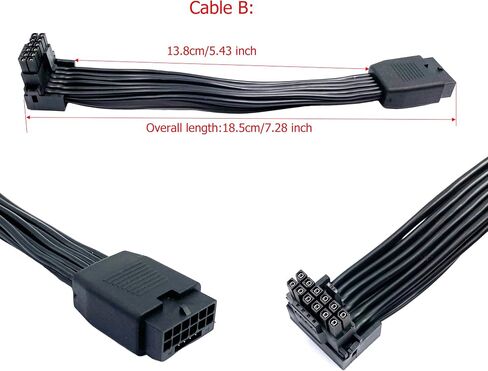 12VHPWR PCI-e 5.0 16 Pin أنثى إلى ذكر تمديد كابل، زاوية 90 درجة 600W 16AWG GPU محول الطاقة لبطاقة الرسومات 12+4pin RTX 3090Ti 4070Ti 4080 4090 (كابل B) in Kuwait