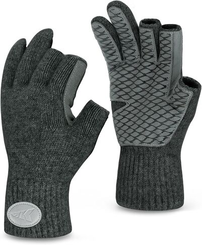 KastKing Bully Wooly 3-Cut Fingerless Wool Fishing Gloves, Cold Weather Warm Winter Gloves for Men & Women, Ice Fishing in Kuwait
