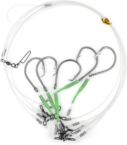 8/0 9/0 10/0 11/0 12/0 13/0 14/0 15/0 16/0 Deep Drop Rig Fishing Bait Rig Snapper Rig Tilefish Rig Grouper Rig Halibut Rig 5 Circle Hooks with Glow Sleeve in Kuwait