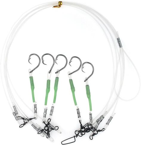 8/0 9/0 10/0 11/0 12/0 13/0 14/0 15/0 16/0 Deep Drop Rig Fishing Bait Rig Snapper Rig Tilefish Rig Grouper Rig Halibut Rig 5 Circle Hooks with Glow Sleeve in Kuwait