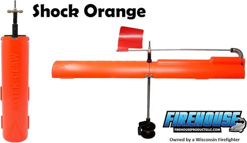 Foldable Ice Fishing Tip Up - Patented Firehouse R-Tek Claw Flag Fishing Pole Indicators Orange Gift Walleye Crappie Heavy-Duty Spool Tackle Hole Down Tip Sensitive Fins Braid Line (2-Pack Orange) in Saudi Arabia