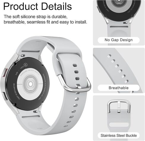 AK for Samsung Galaxy Watch 7 Band 40mm 44mm / Galaxy Watch FE Bands 40mm, 20mm Soft Silicone No Gap Sport Band Adjustable Replacement Strap for Galaxy Watch 7 Band Women Men in Kuwait