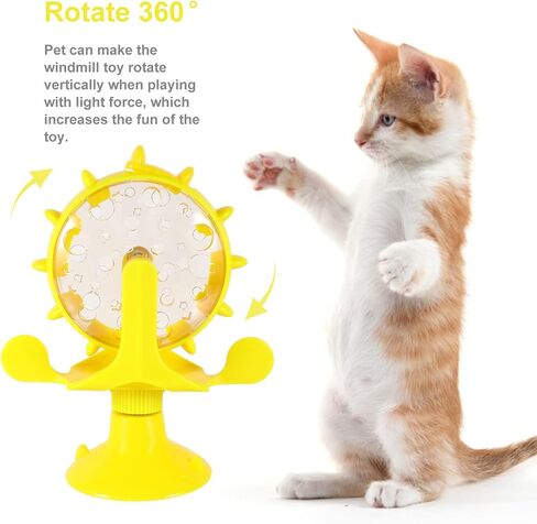 Cat Windmill Toy Turnable: Dog Treat Feeder Cat Windmill Feeder Interactive Cat Whirling Toy Pet Slow Food Toy Pet Food Leakage Toy in Saudi Arabia